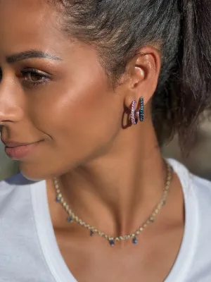 Large Swiss Blue & Blue Rhodium 3 Sided Hoops
