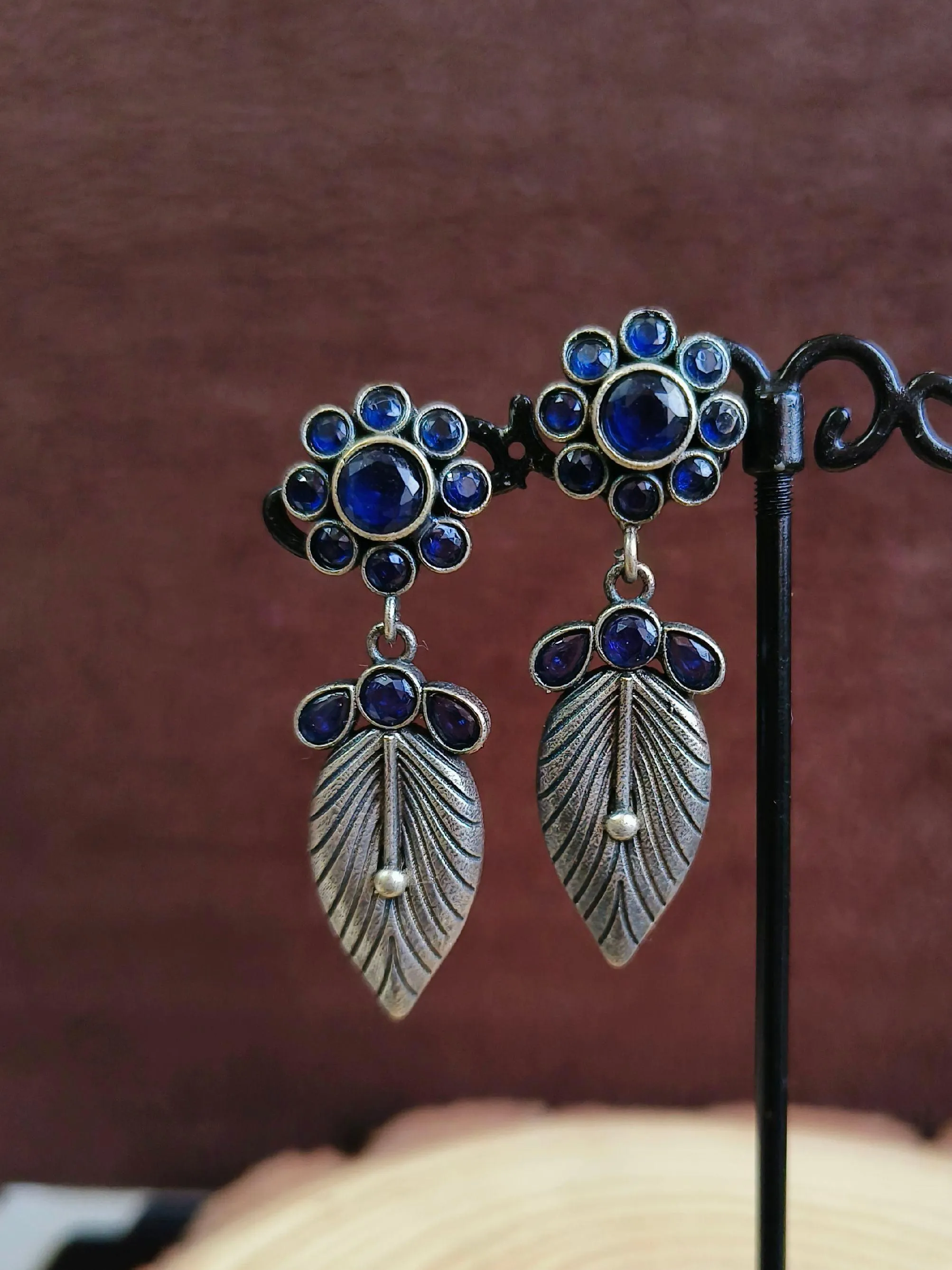 Leaf Oxidised Dangler Earrings | Sarichka