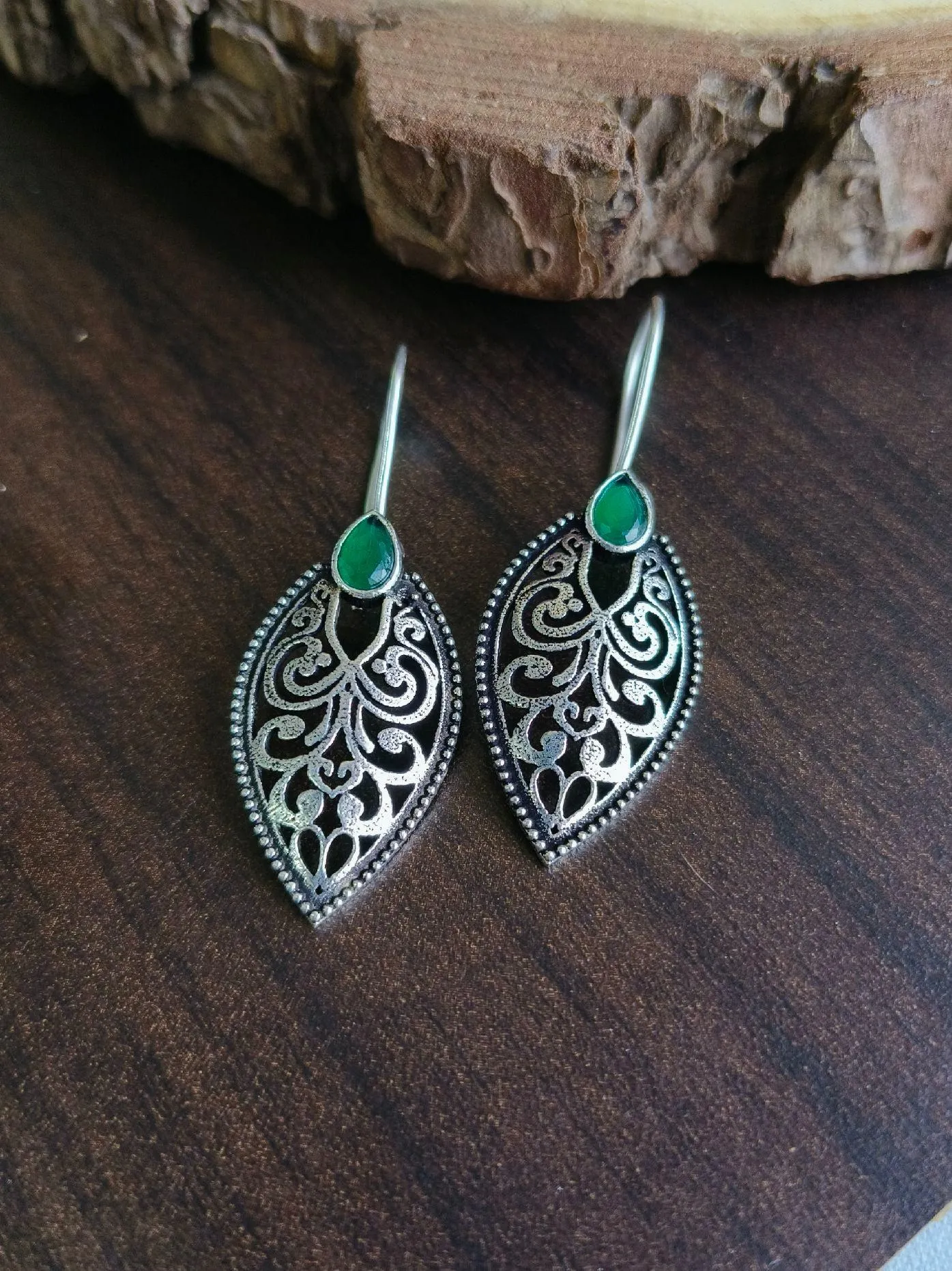 Leaf Oxidised Hook Earrings | Sarichka