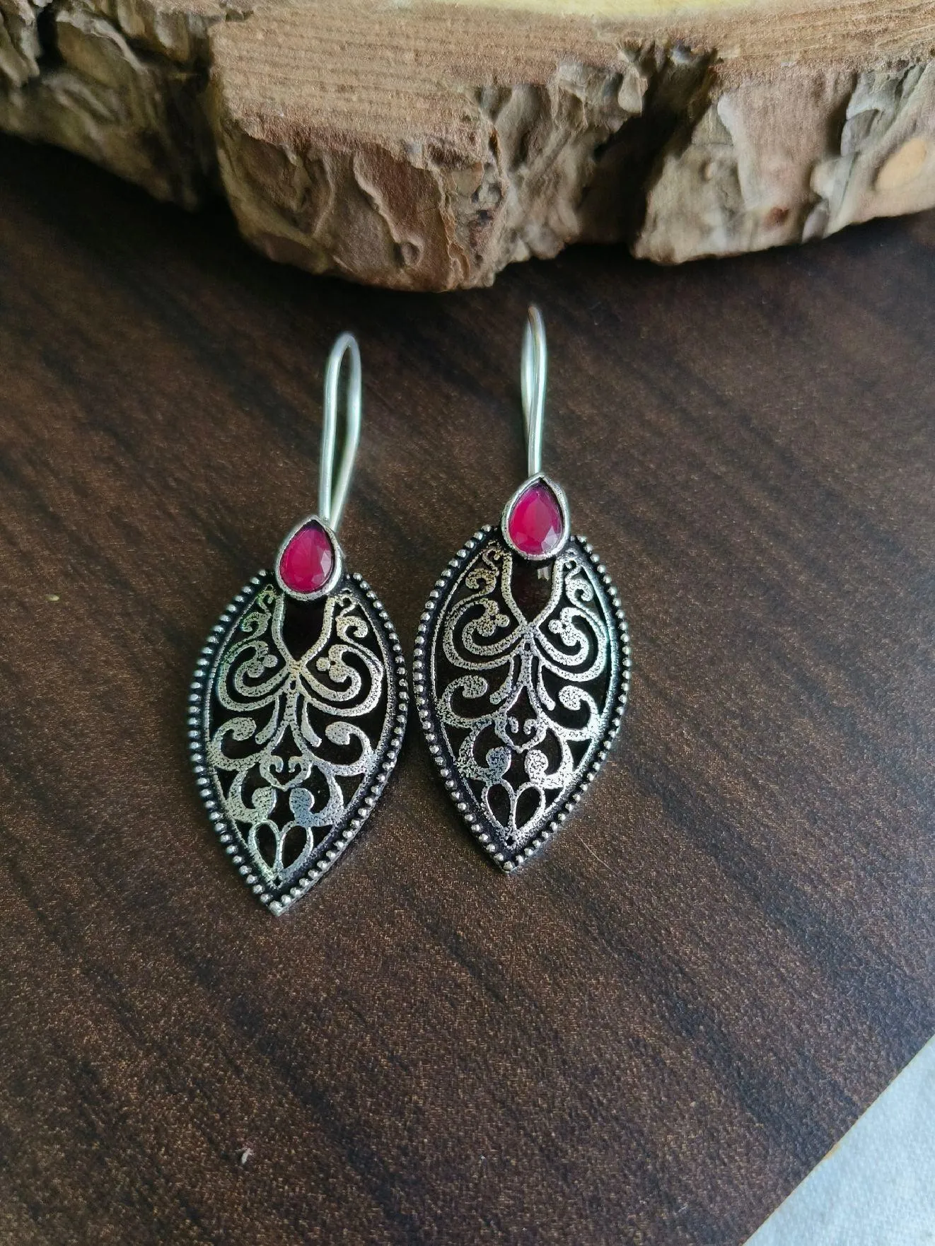 Leaf Oxidised Hook Earrings | Sarichka