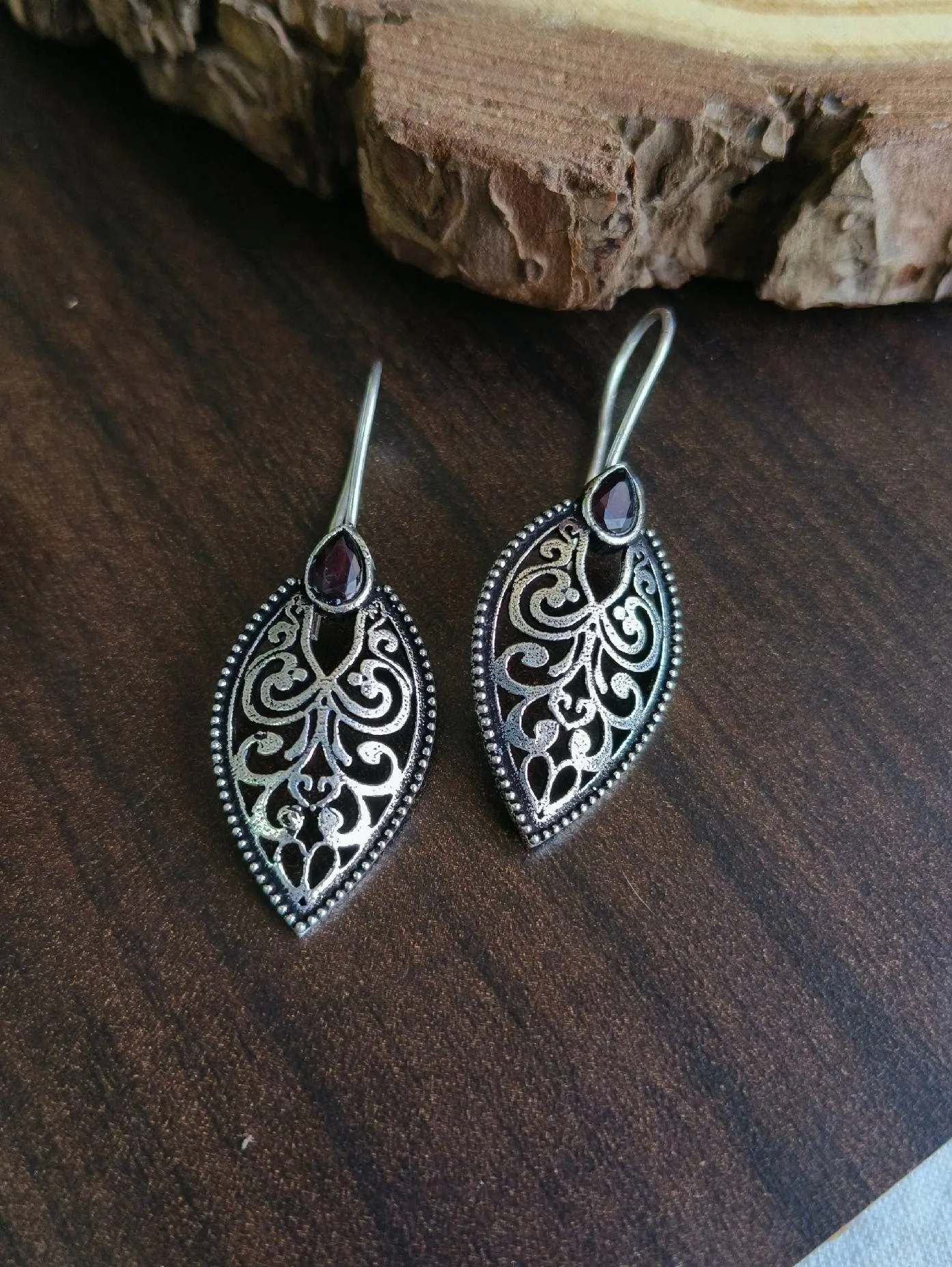 Leaf Oxidised Hook Earrings | Sarichka