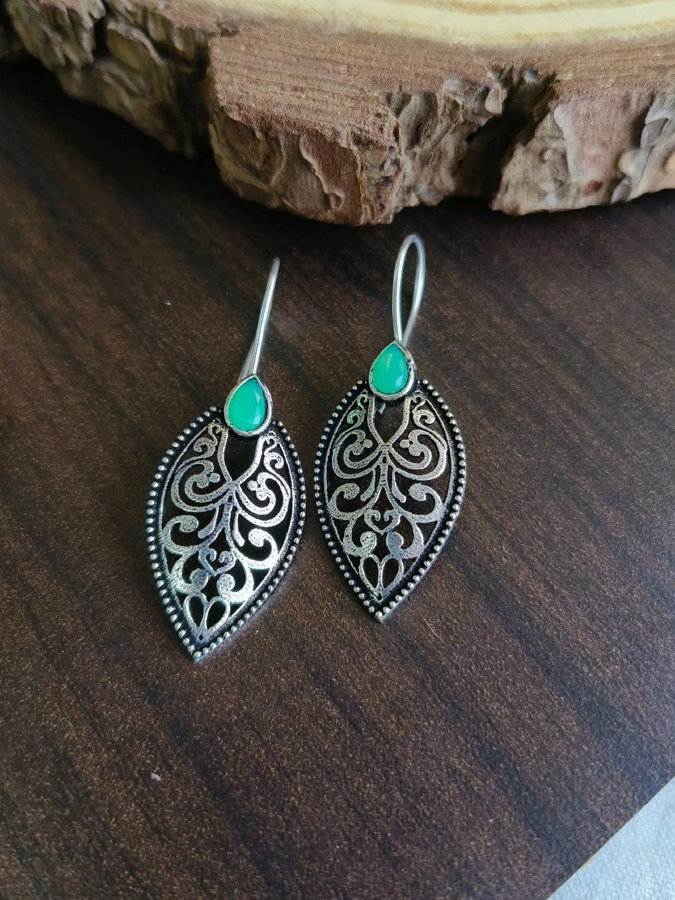 Leaf Oxidised Hook Earrings | Sarichka