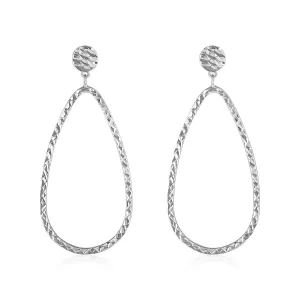 LOVCIA Luxury Dazzling 14k White Gold Teardrop Textured Post Earrings