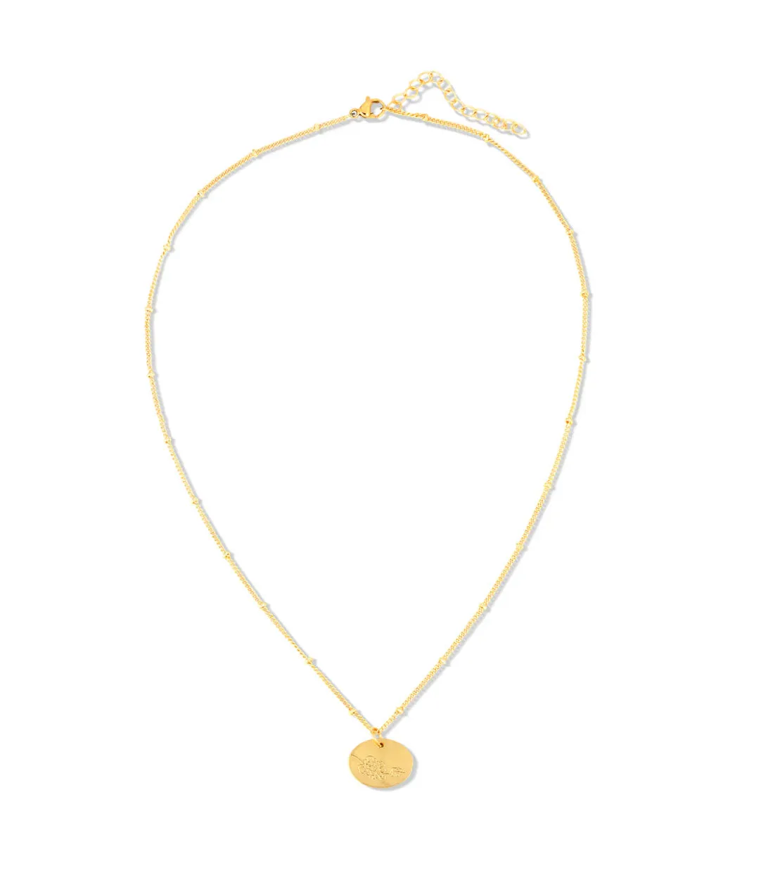 Lucky Feather Birth Flower Necklace - Cherry Blossom (March)