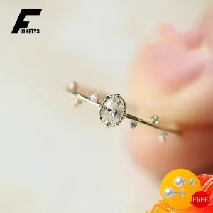 Luxury 925 Silver Jewelry Rings Inlaid AAA Zircon Gemstones Gold Color