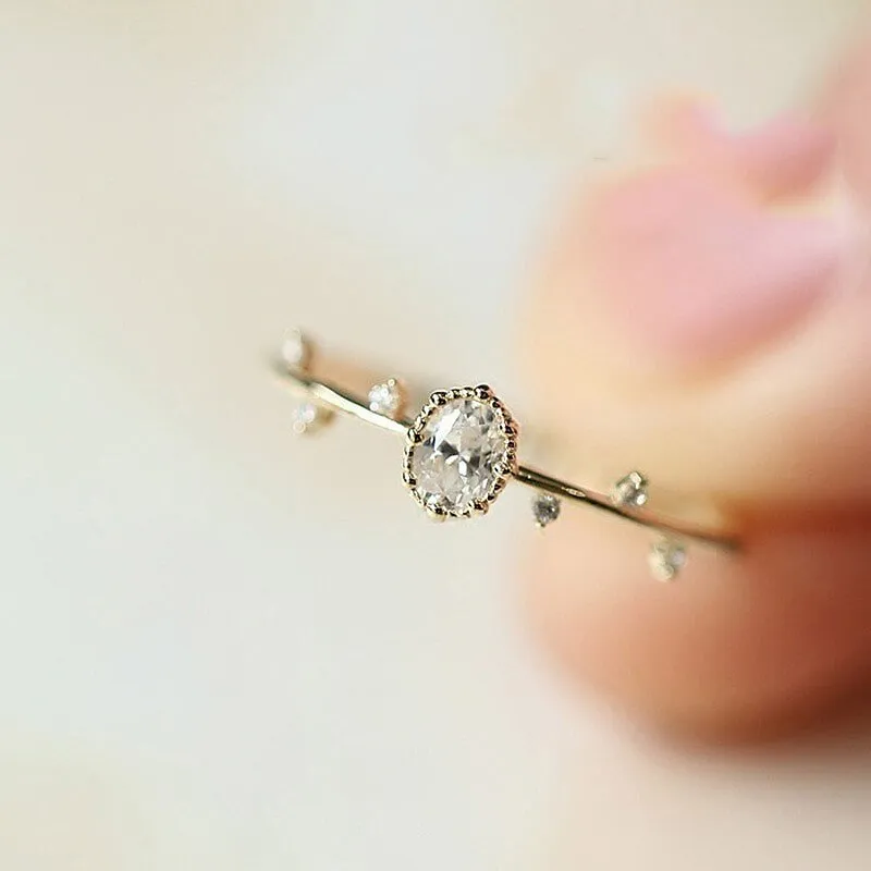 Luxury 925 Silver Jewelry Rings Inlaid AAA Zircon Gemstones Gold Color