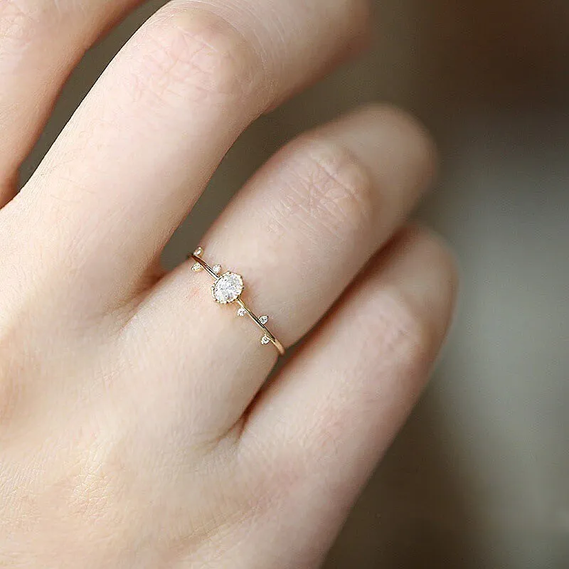 Luxury 925 Silver Jewelry Rings Inlaid AAA Zircon Gemstones Gold Color