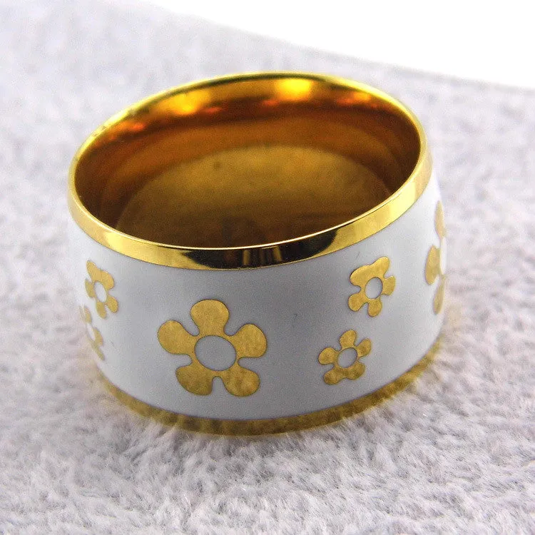 Luxury Fashion Enamel Jewelry Women's Stainless Steel Resin Ring New Arrival