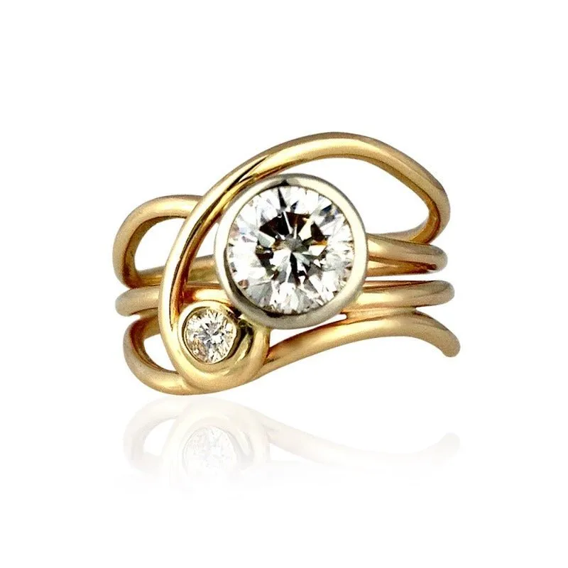 Luxury Gold Wide Ring for Women Party Anniversary Jewelry