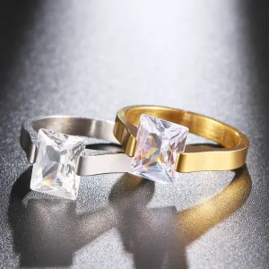 Luxury White Zircon Ring 14K Gold For Women Wedding Jewelry