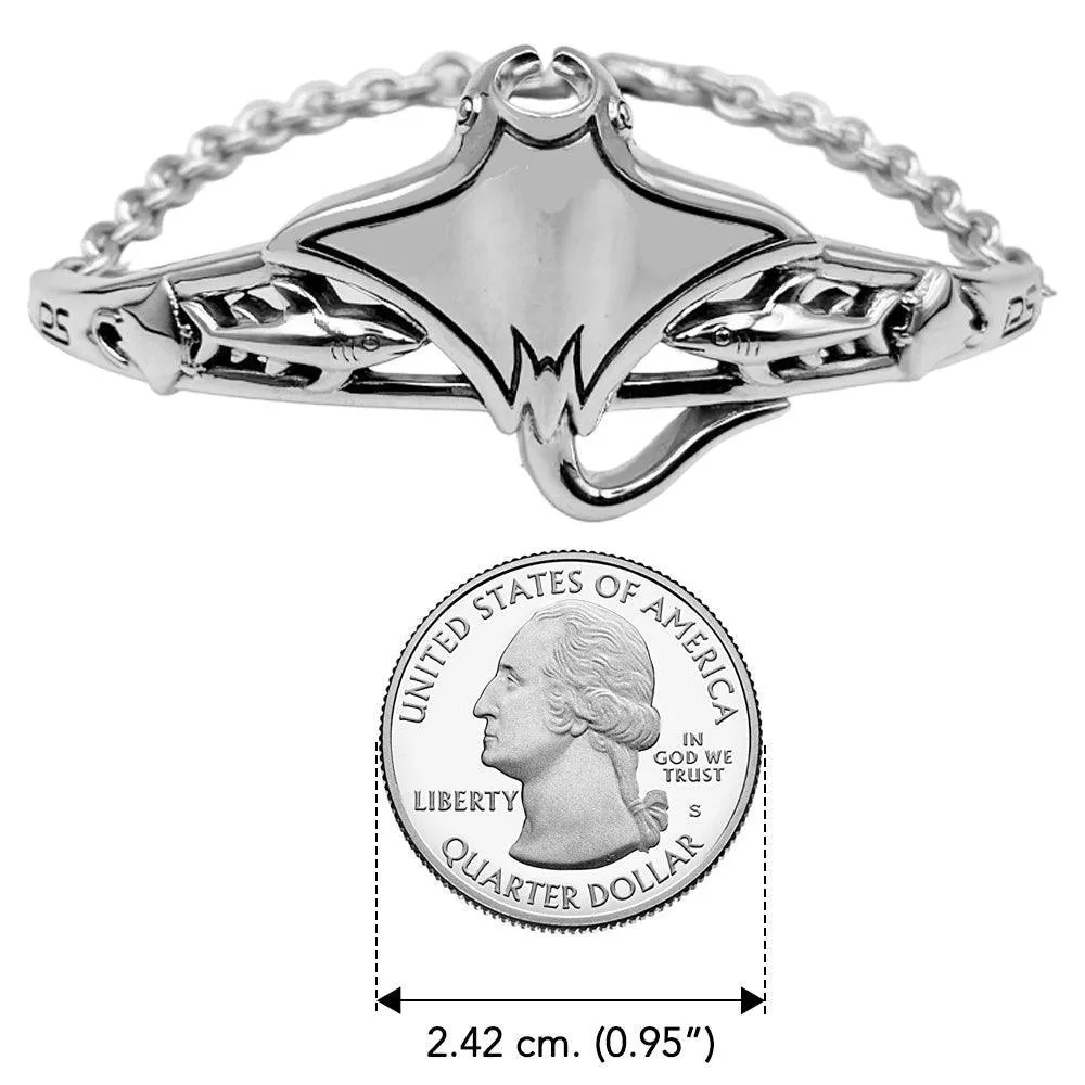 Manta Rays and Sharks Sterling Silver Chain Bracelet TBA309
