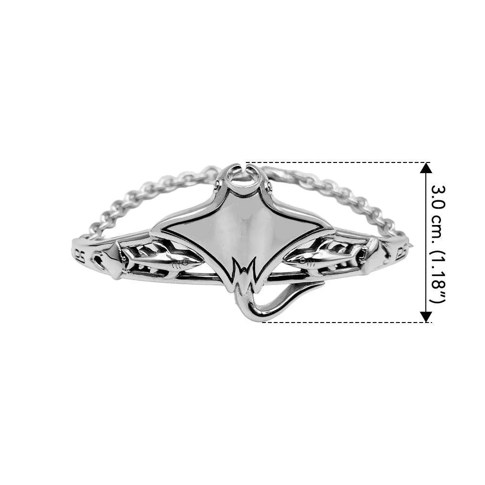 Manta Rays and Sharks Sterling Silver Chain Bracelet TBA309
