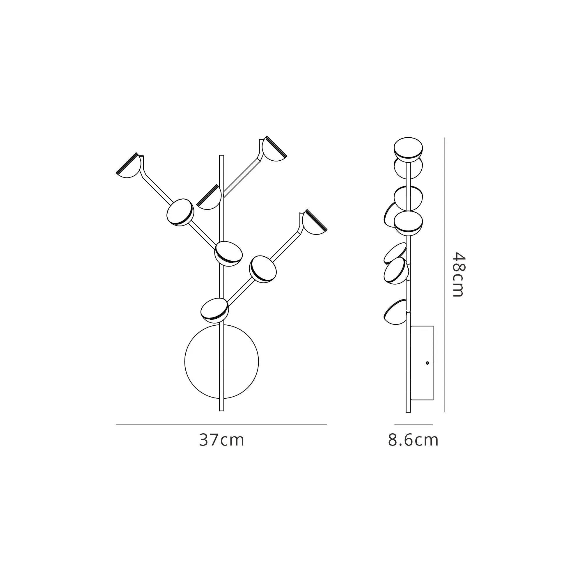Mantra M6419 Adn 8 Light Wall Lamp 24W LED Black