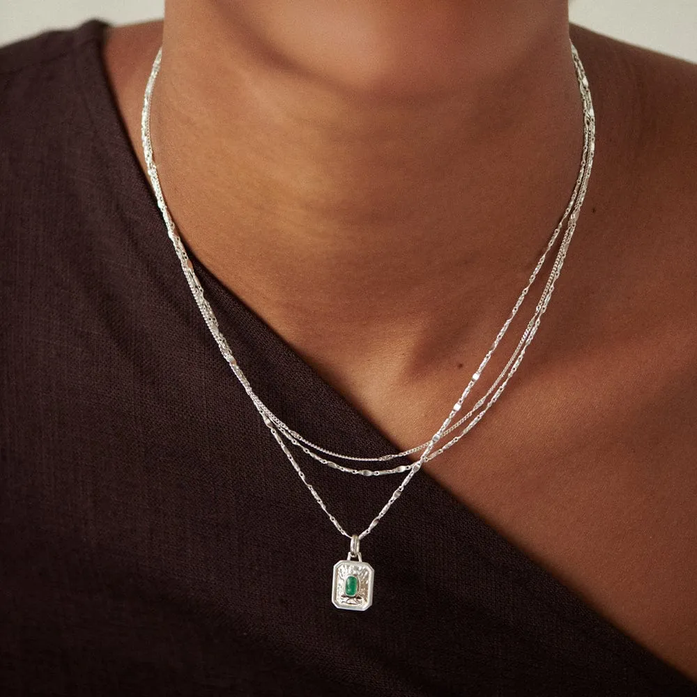 May Emerald Birthstone Necklace Sterling Silver