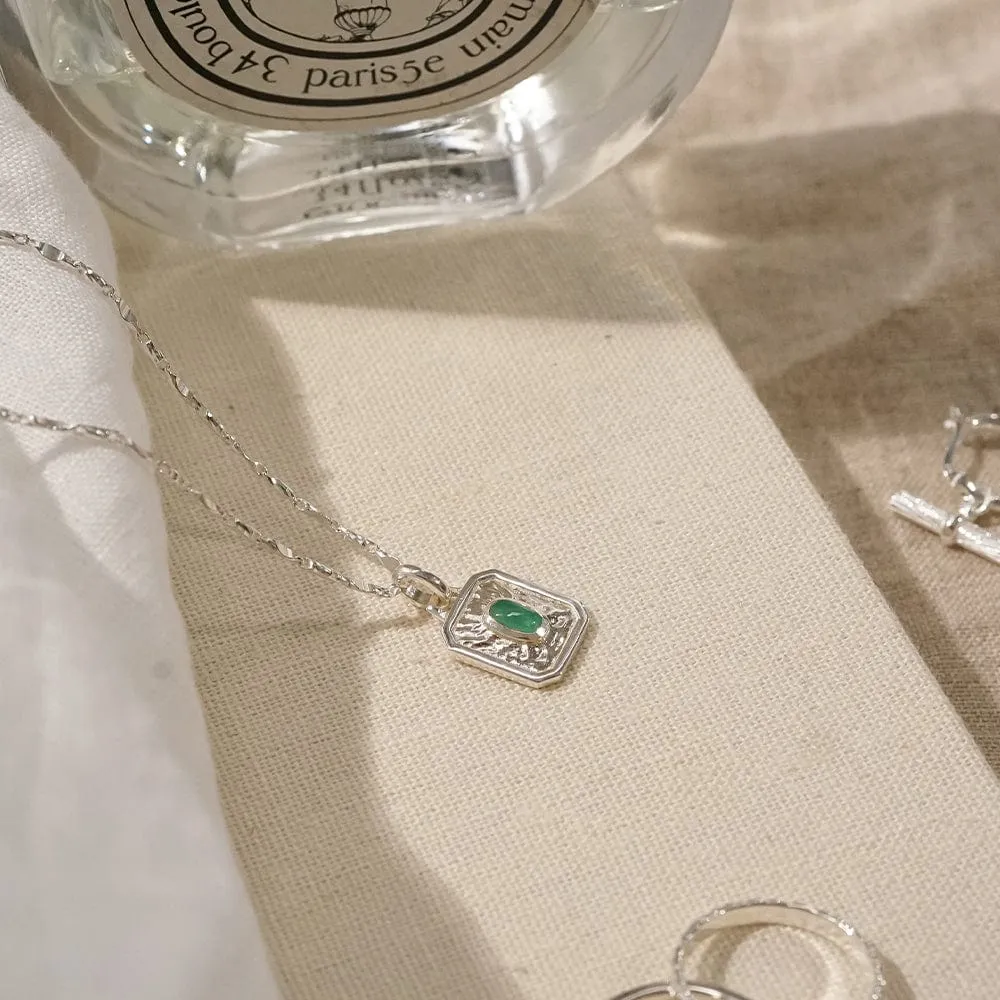 May Emerald Birthstone Necklace Sterling Silver