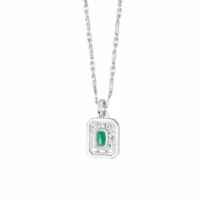 May Emerald Birthstone Necklace Sterling Silver