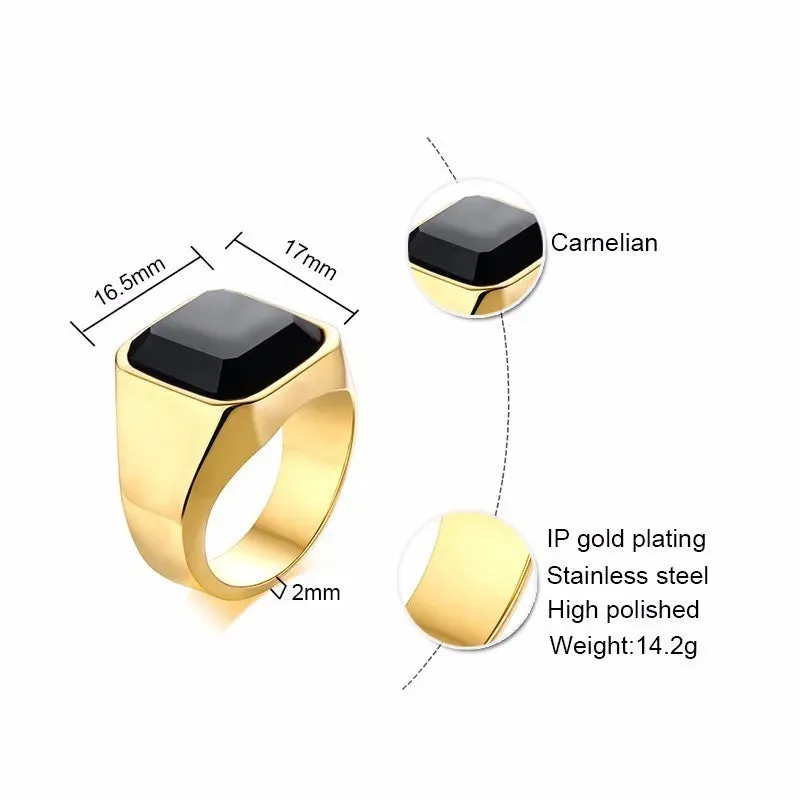 Men Ring Black Carnelian Signet Rings