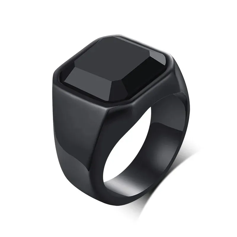 Men Ring Black Carnelian Signet Rings