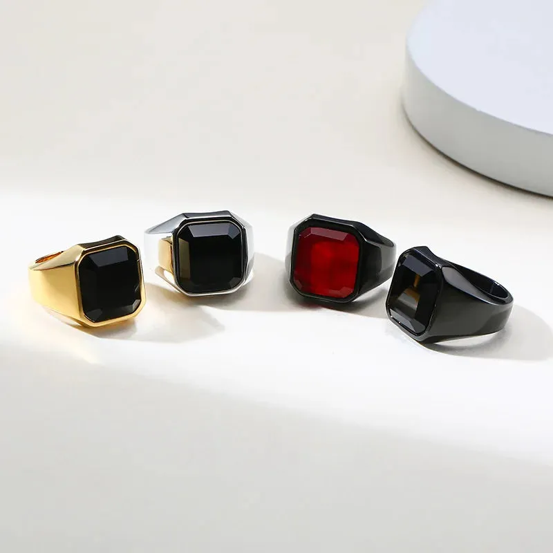 Men Ring Black Carnelian Signet Rings