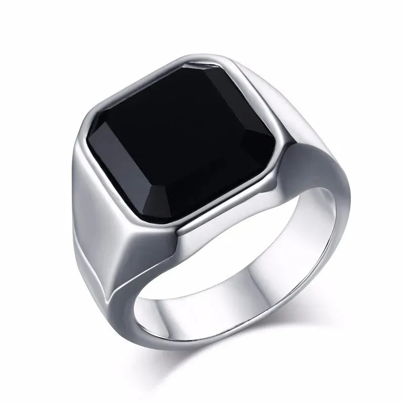 Men Ring Black Carnelian Signet Rings