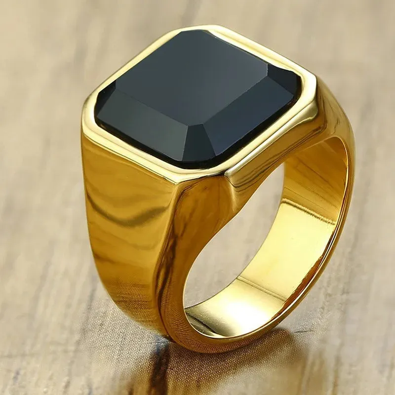 Men Ring Black Carnelian Signet Rings