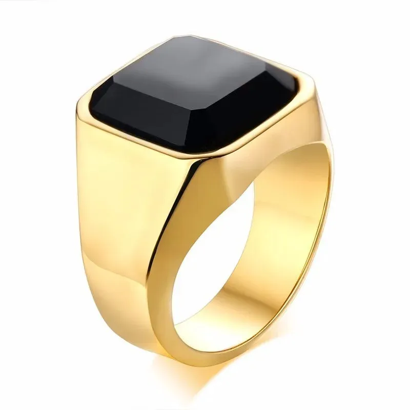 Men Ring Black Carnelian Signet Rings