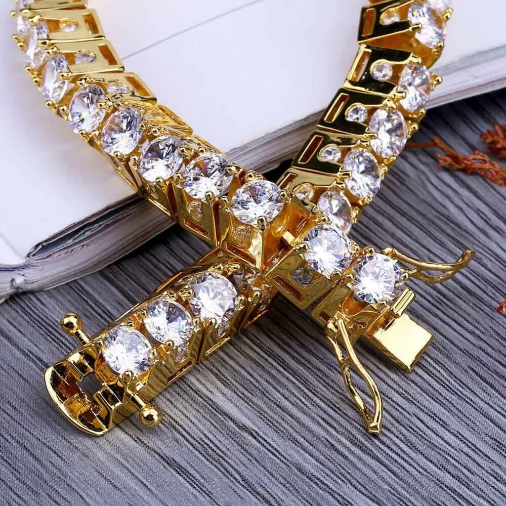 MISSFOX Hiphop Men 10mm Big CZ Diamond Cuba Bracelets & Bangles 18K Gold Argent Brazalete Hombre 1 Row Trapezoid Luxury Bracelet