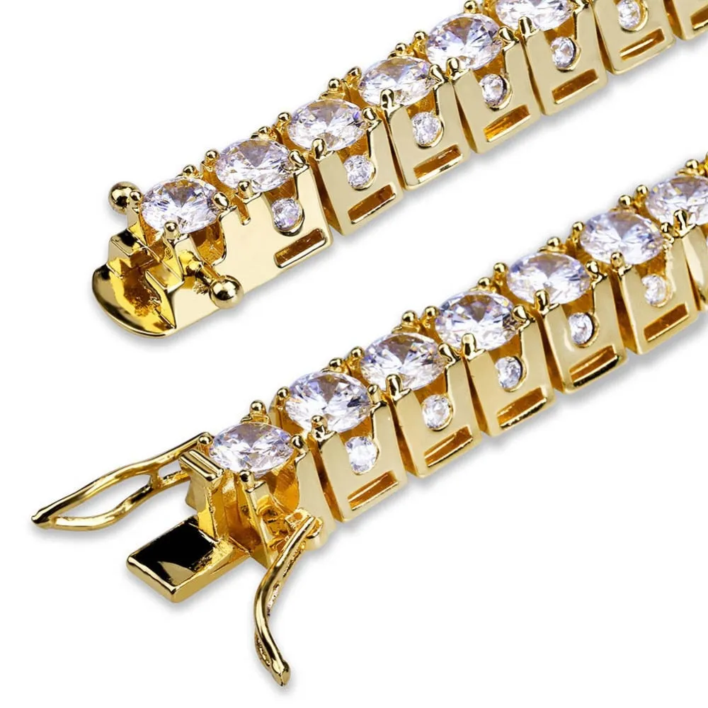 MISSFOX Hiphop Men 10mm Big CZ Diamond Cuba Bracelets & Bangles 18K Gold Argent Brazalete Hombre 1 Row Trapezoid Luxury Bracelet