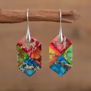 Modern Geometric Natural Jasper Dangle Earrings