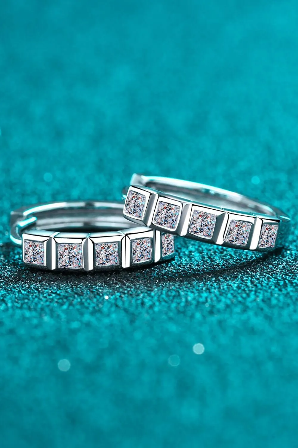 Modern Huggie Sterling Silver Moissanite Earrings