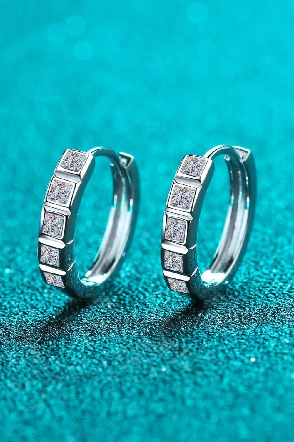 Modern Huggie Sterling Silver Moissanite Earrings
