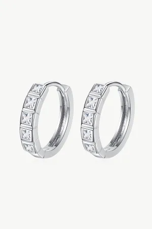 Modern Huggie Sterling Silver Moissanite Earrings