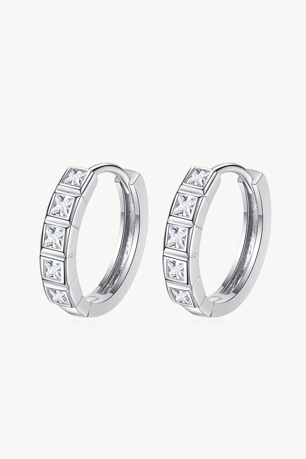 Modern Huggie Sterling Silver Moissanite Earrings