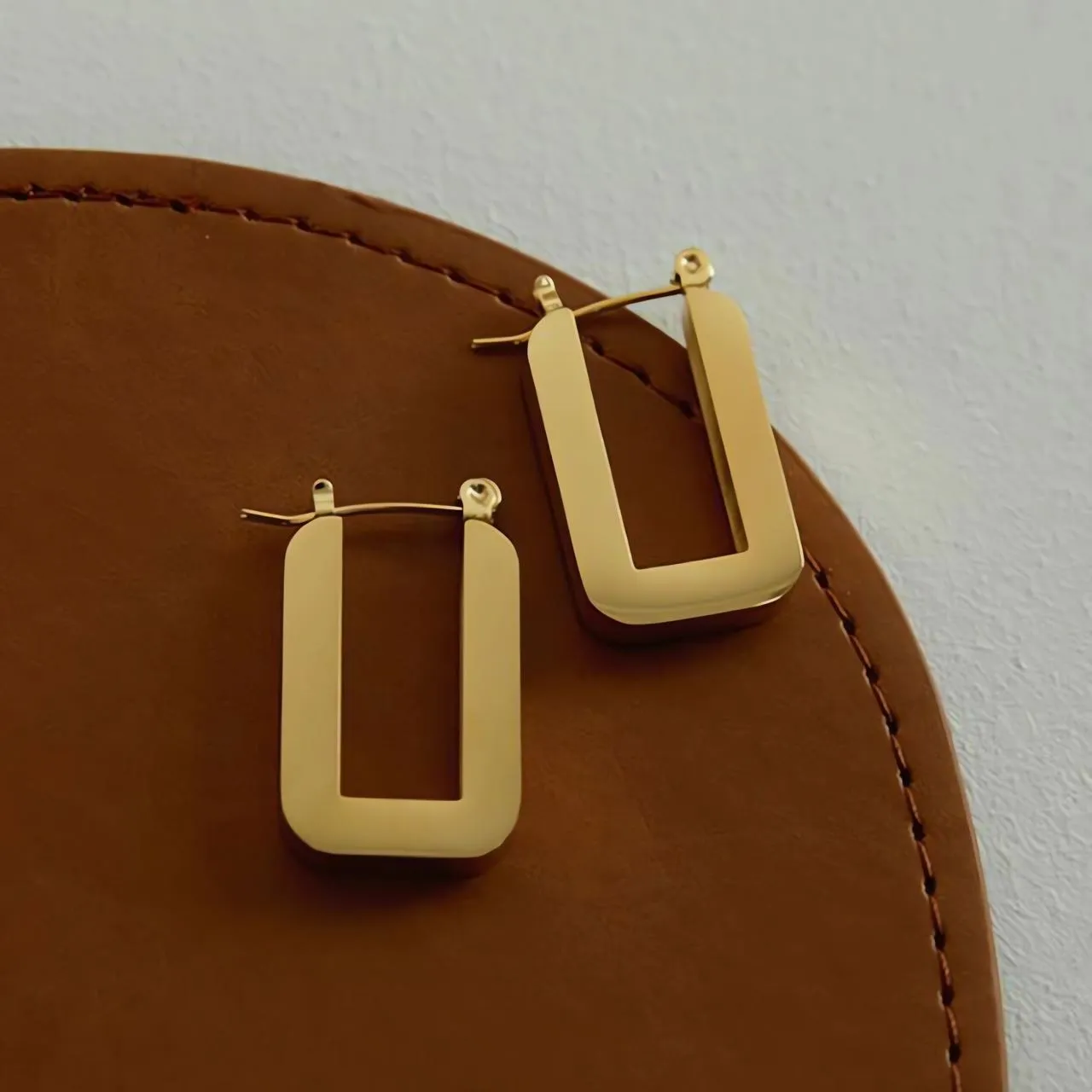Modern Medium Rectangle Hoops Earrings