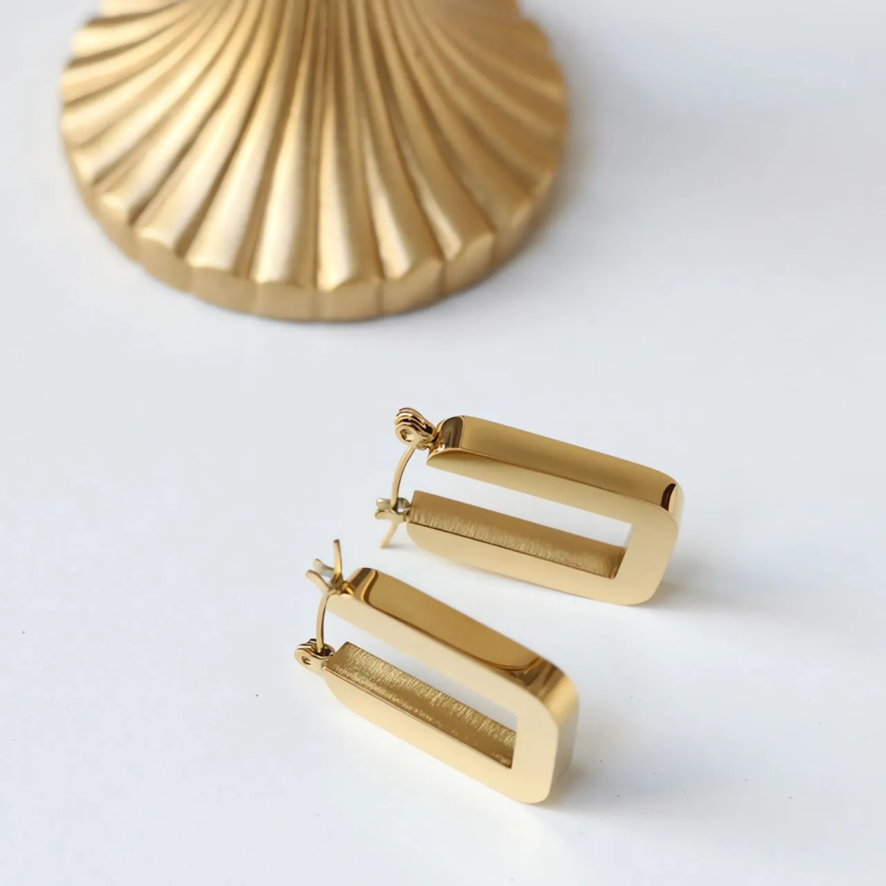 Modern Medium Rectangle Hoops Earrings