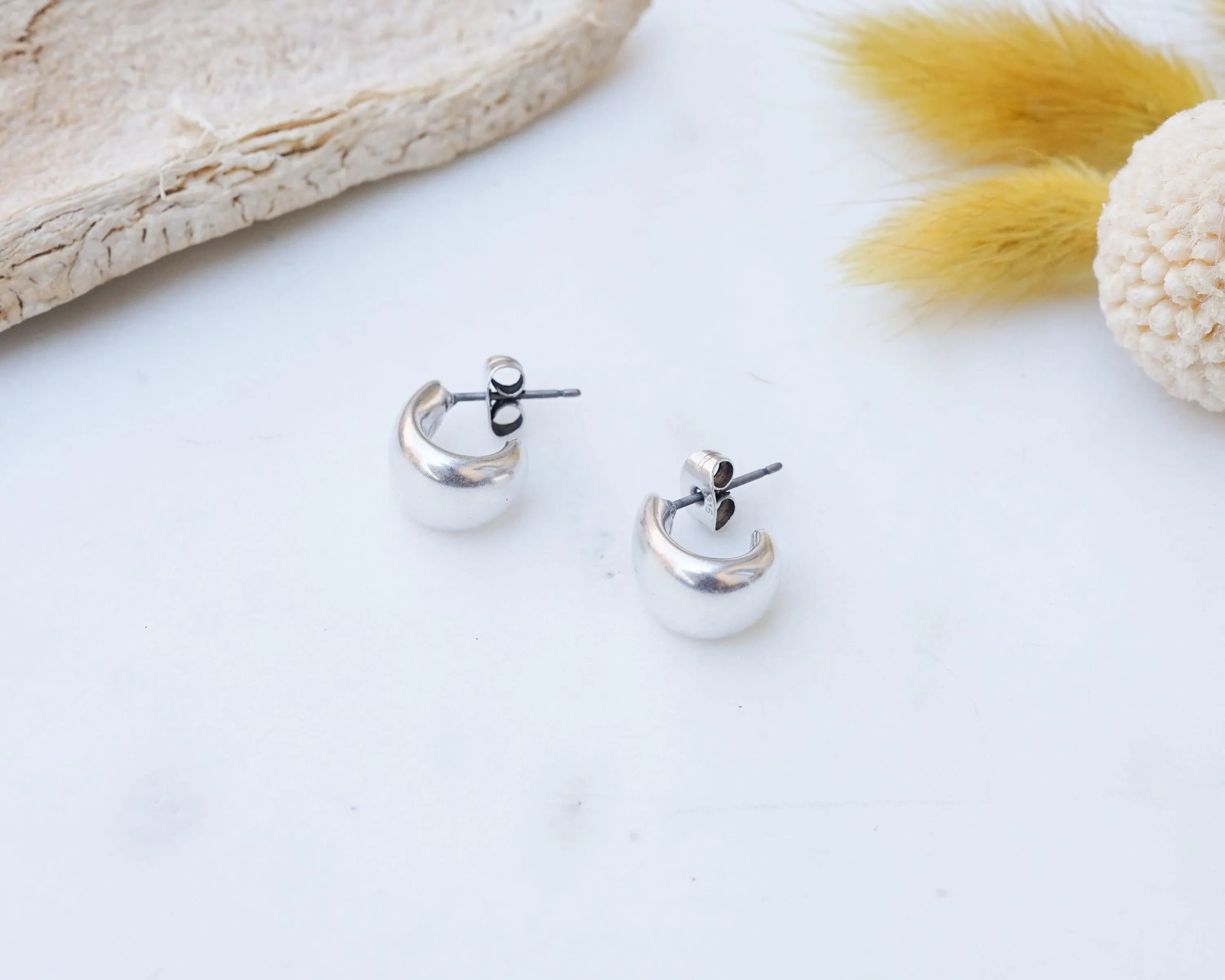 Modern Silver Open Hoop Earrings