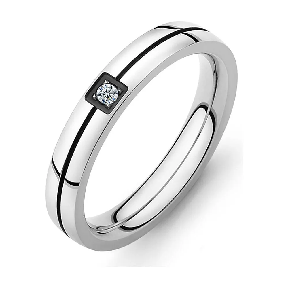 Mosaic Cubic Zirconia Ring Stainless Steel Shining Crystal Couple Rings Forever Love For Romantic Gift R19102