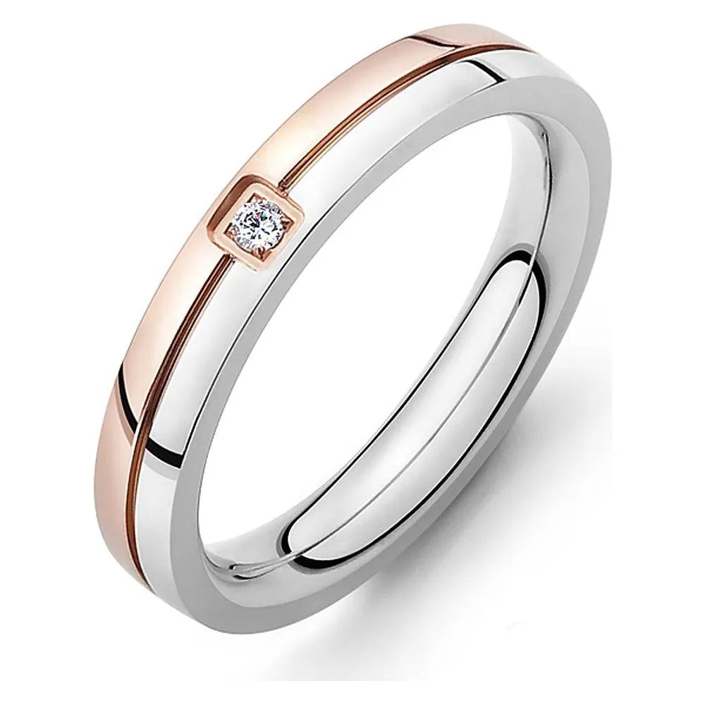 Mosaic Cubic Zirconia Ring Stainless Steel Shining Crystal Couple Rings Forever Love For Romantic Gift R19102