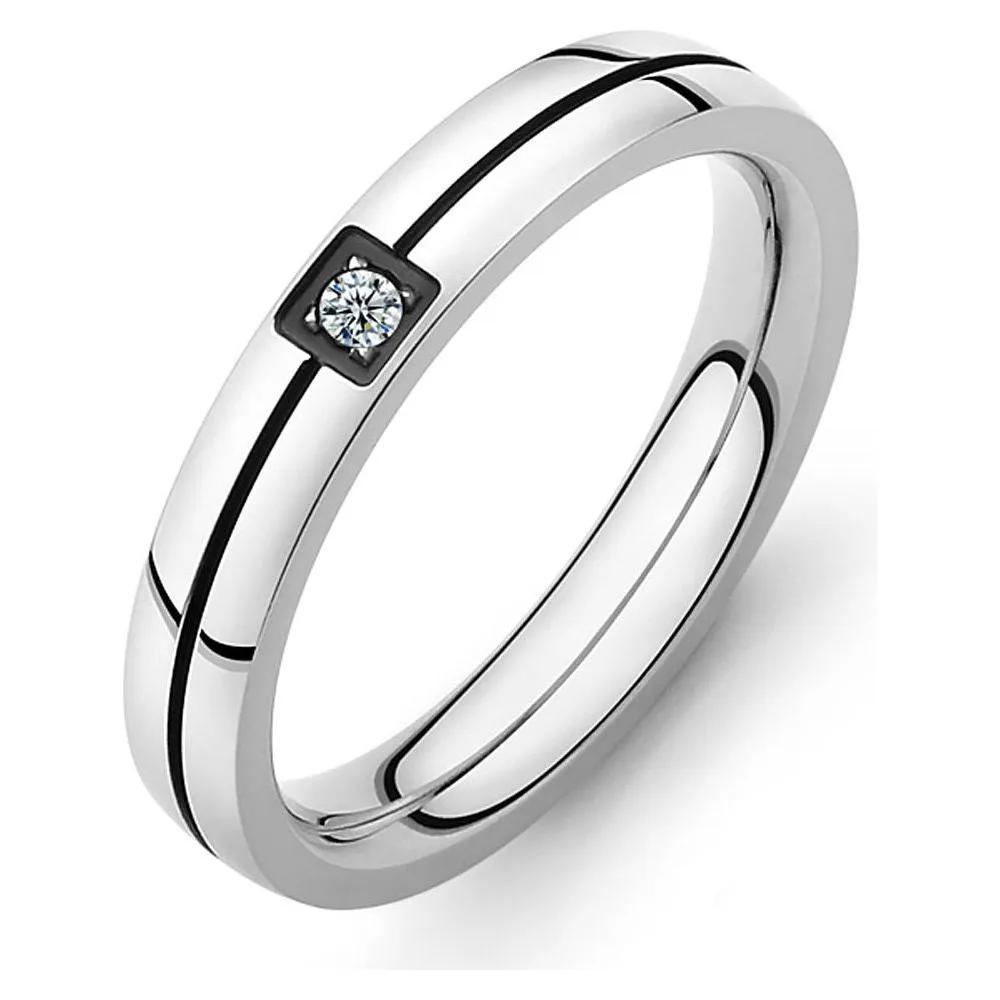 Mosaic Cubic Zirconia Ring Stainless Steel Shining Crystal Couple Rings Forever Love For Romantic Gift R19102
