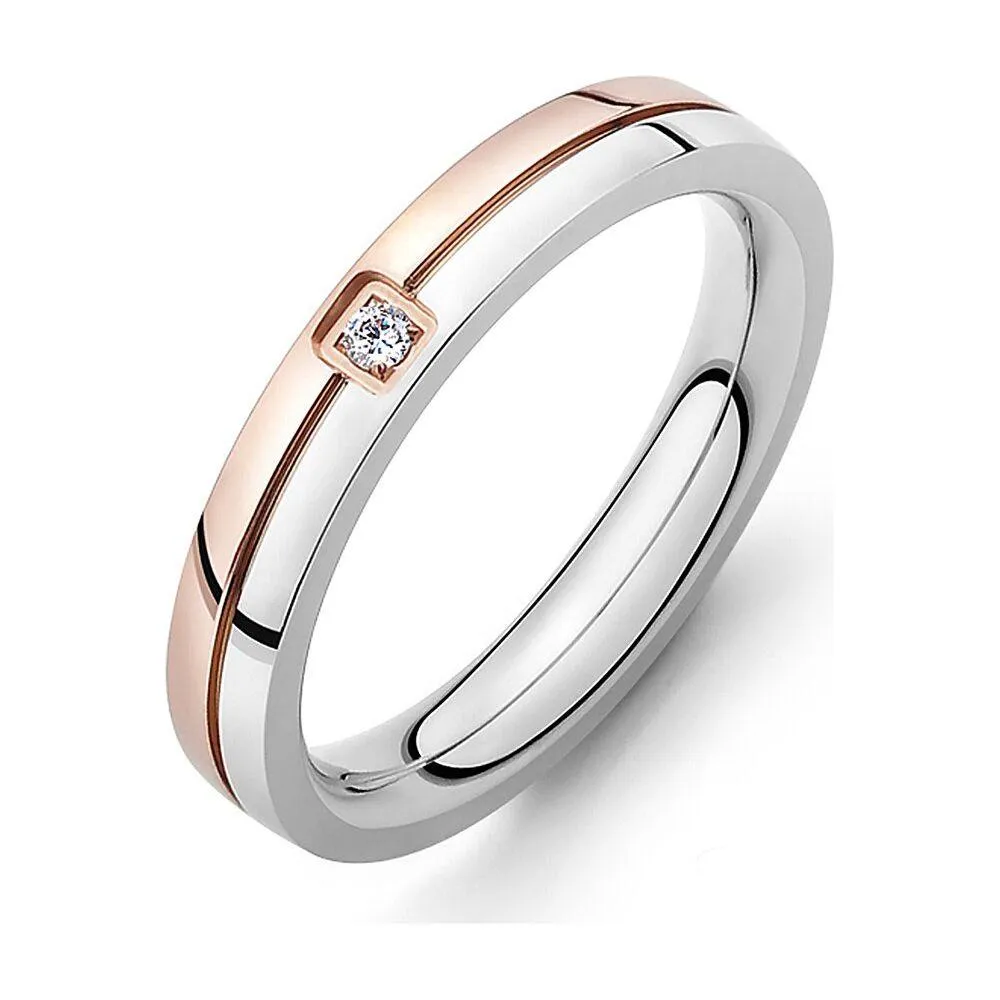 Mosaic Cubic Zirconia Ring Stainless Steel Shining Crystal Couple Rings Forever Love For Romantic Gift R19102