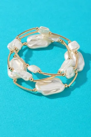 Multi Abstract Pearl Stone Tube Bracelet
