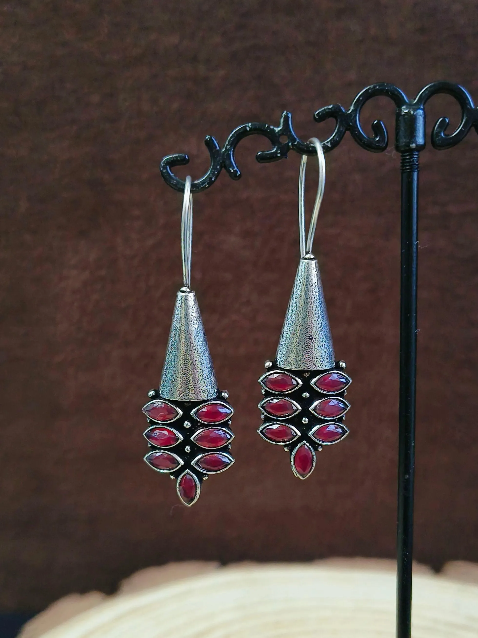 Multi Stone Oxidised Hook Earrings | Sarichka