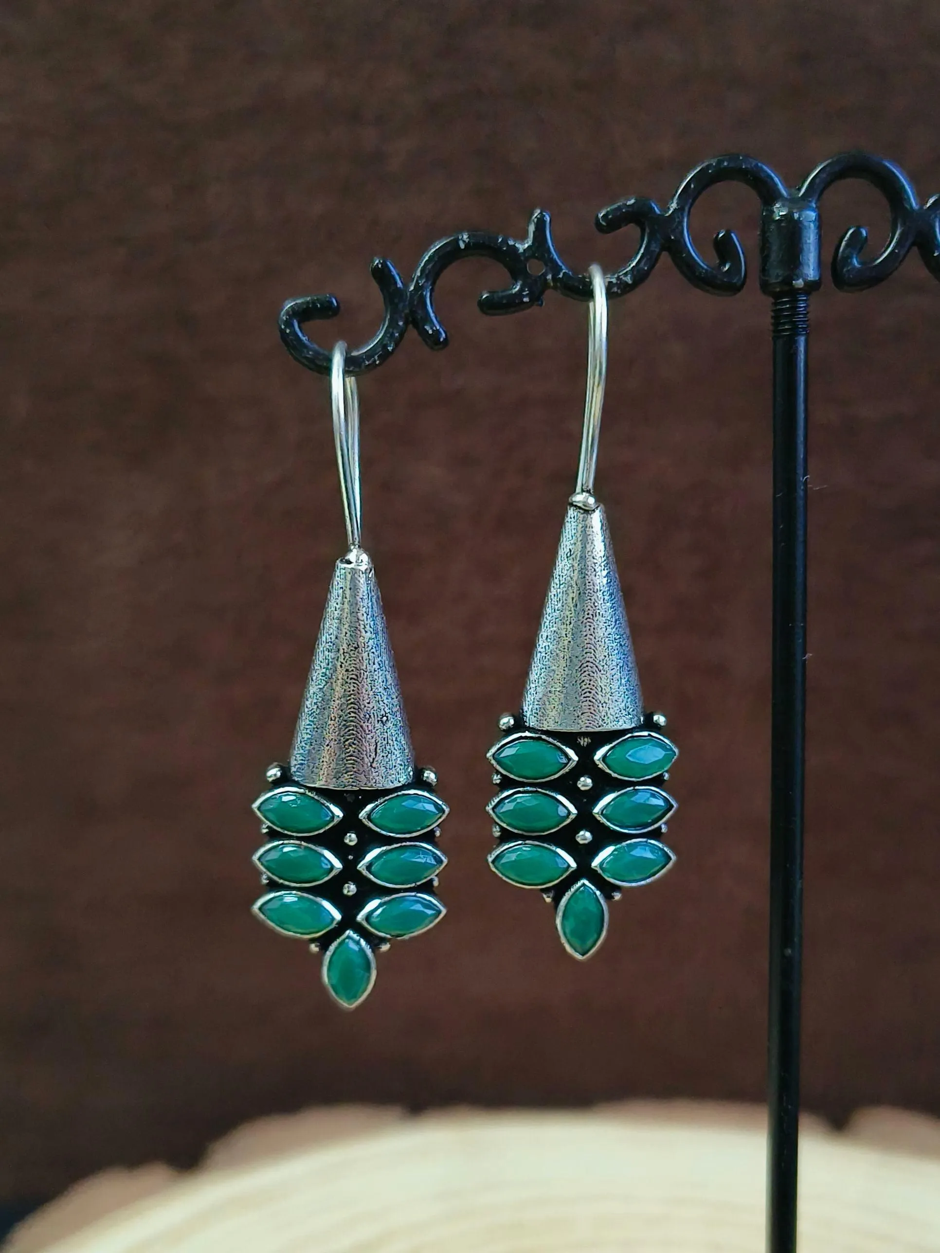 Multi Stone Oxidised Hook Earrings | Sarichka