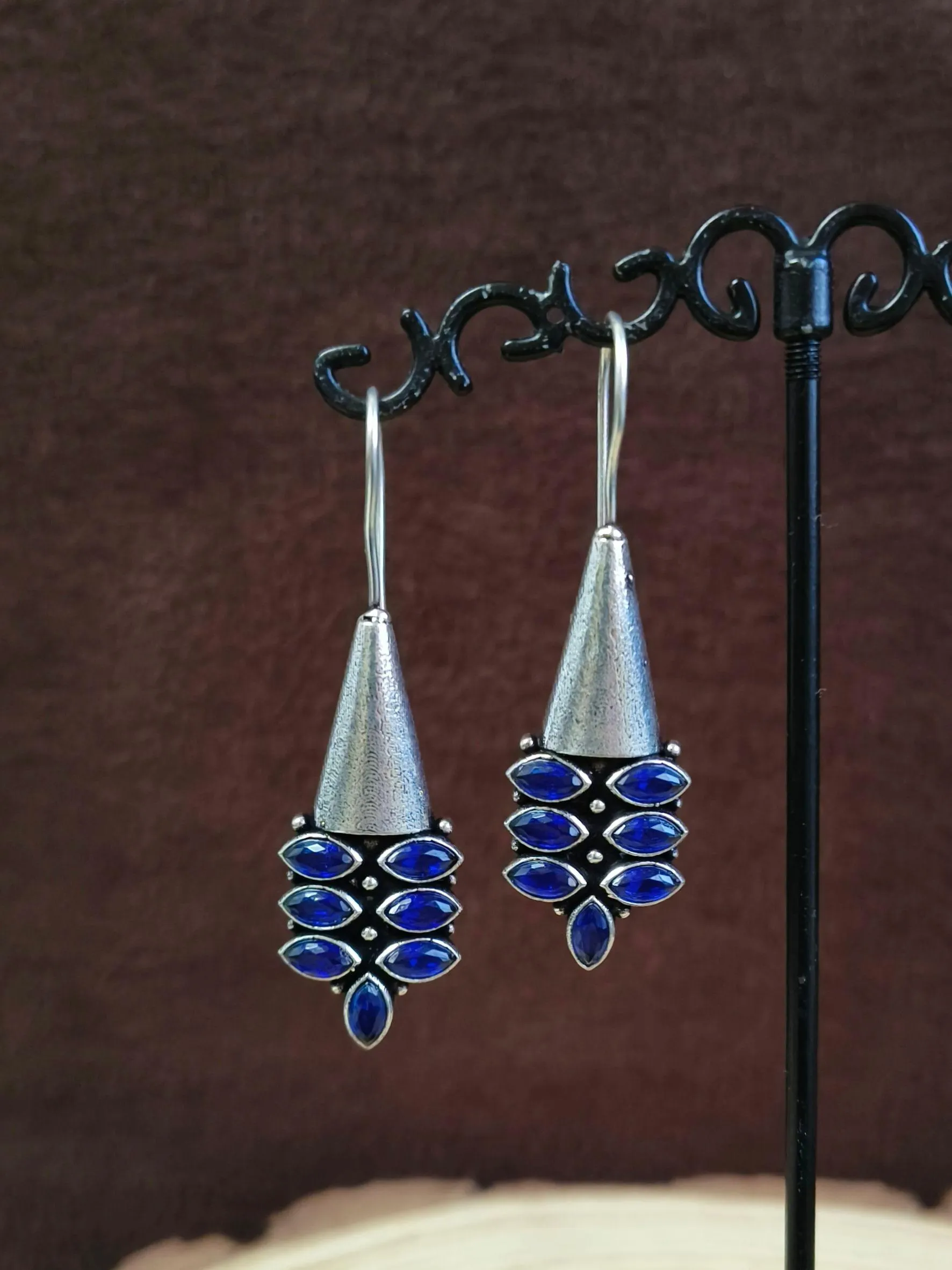 Multi Stone Oxidised Hook Earrings | Sarichka