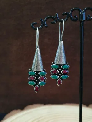 Multi Stone Oxidised Hook Earrings | Sarichka