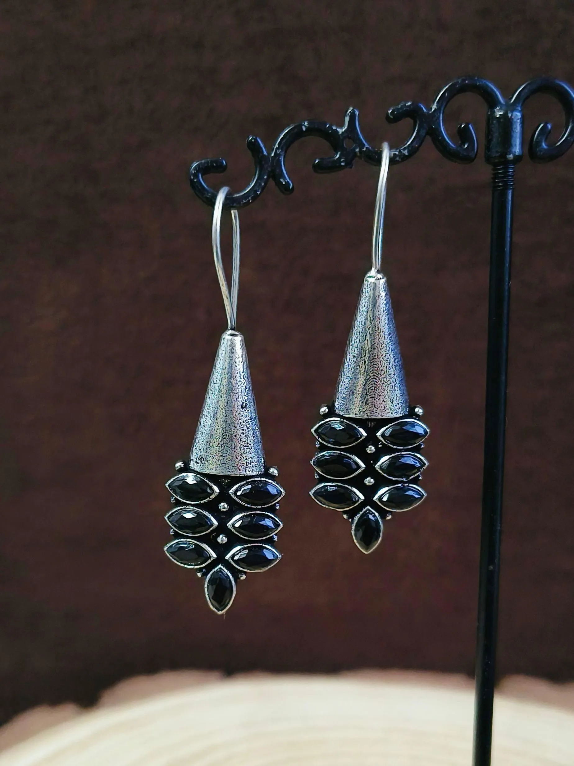 Multi Stone Oxidised Hook Earrings | Sarichka