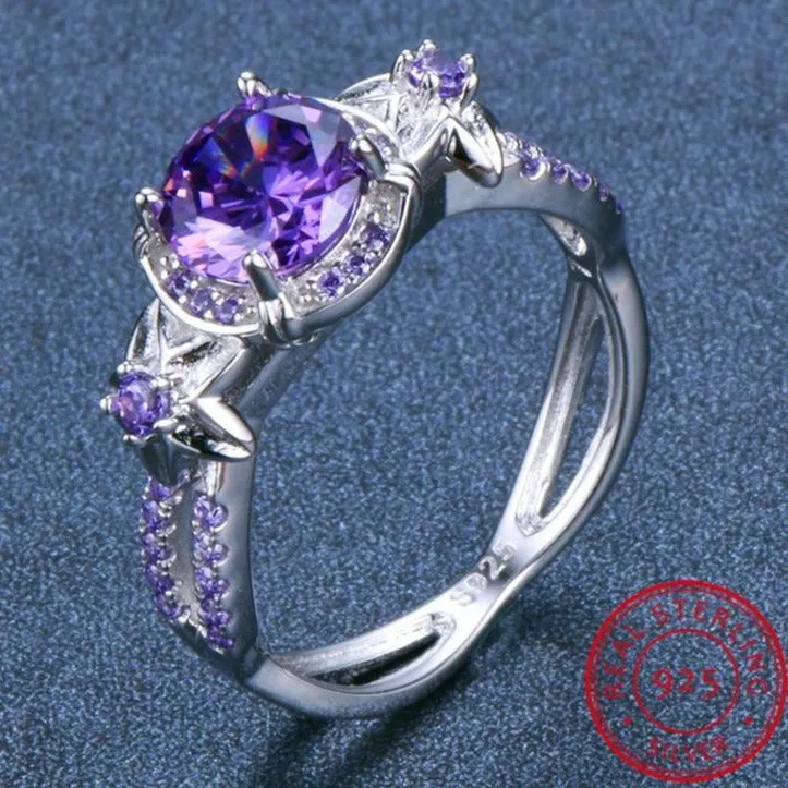Natural Alexandrite Purple Gemstone Ring 925 Sterling Silver Women Jewelry