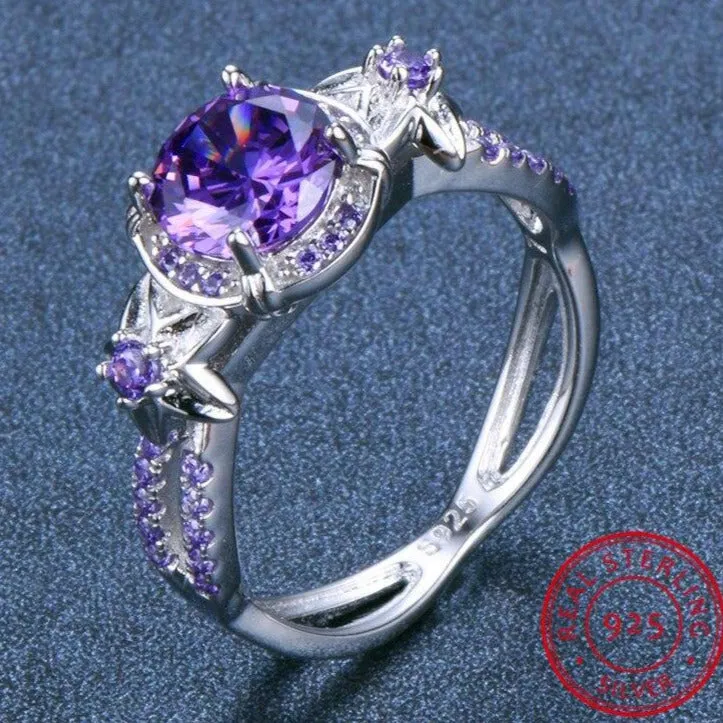 Natural Alexandrite Purple Gemstone Ring 925 Sterling Silver Women Jewelry