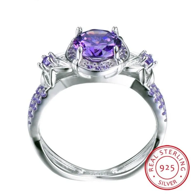 Natural Alexandrite Purple Gemstone Ring 925 Sterling Silver Women Jewelry