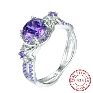 Natural Alexandrite Purple Gemstone Ring 925 Sterling Silver Women Jewelry